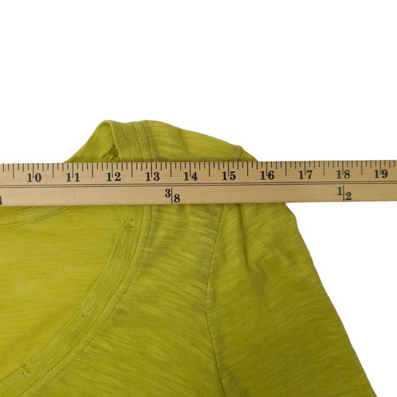 Free People We The Free T Shirt Womens M Yellow V Neck Distressed Long Sleeve - Picture 4 of 16